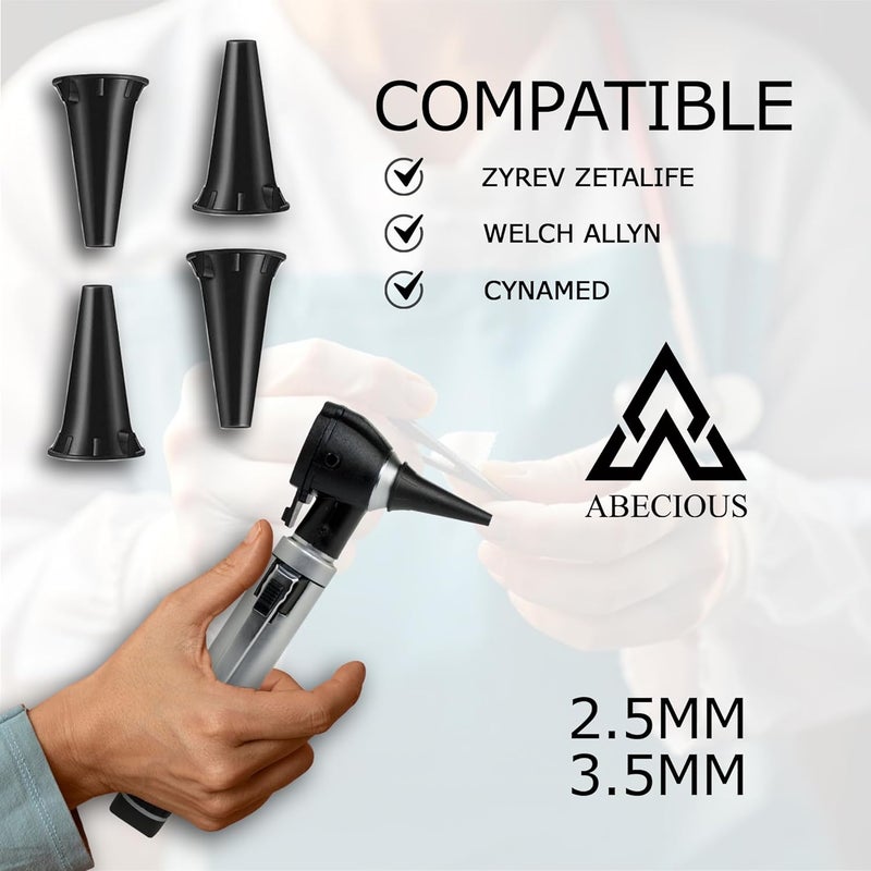 ABECIOUS Diagnostic Otoscope Covers – Pack of 50 | Universal, High-Quality Disposable Plastic Ear Otoscope Specula Tips 2.5mm & 3.5mm (25 Piece of Each Size) for Adults & Children - Image 2